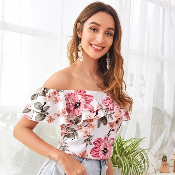 Multicolor floral pattern ruffle blouse - Picture 2 of 7